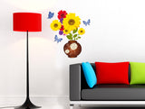 Sunflower Wall Decals in Flower Pot Bouquet Fresh Design for Home Living Room