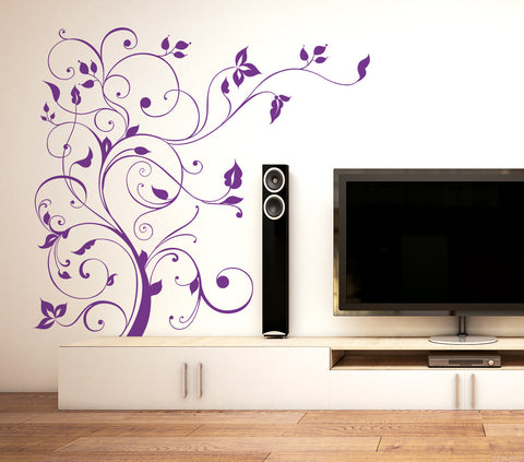 Floral Purple Vine TV LCD Background Design LED DIY Wall Decal Modern Decor