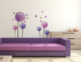 Flowers Lovely Purple Dandelion Blowing Living Room Decoration PVC Vinyl