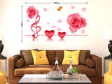 Music Notes Roses and Hearts in Pink Romantic Decal for Bedroom Living Room Design