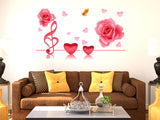 Music Notes Roses and Hearts in Pink Romantic Decal for Bedroom Living Room Design