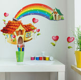 Nursery Room Cartoon Hut with Rainbow for Kids Baby Room Design