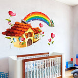 Nursery Room Cartoon Hut with Rainbow for Kids Baby Room Design