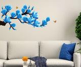 Floral Branch with Artistic Flowers in Blue Home Decoration