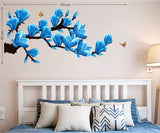 Floral Branch with Artistic Flowers in Blue Home Decoration