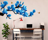 Floral Branch with Artistic Flowers in Blue Home Decoration