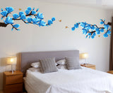 Floral Branch with Artistic Flowers in Blue Home Decoration