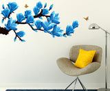 Floral Branch with Artistic Flowers in Blue Home Decoration