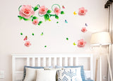 Roses Vines and Motifs in Pink Romantic Bedroom Design Home Decoration Vinyl