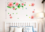 Roses Vines and Motifs in Pink Romantic Bedroom Design Home Decoration Vinyl