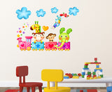 Kids Room Train Happy Cartoon Animals with Clouds Baby room Nursery School Design