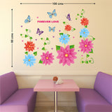 Flowers Colorful Backdrop with Vines Home Decal Vinyl