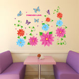 Flowers Colorful Backdrop with Vines Home Decal Vinyl