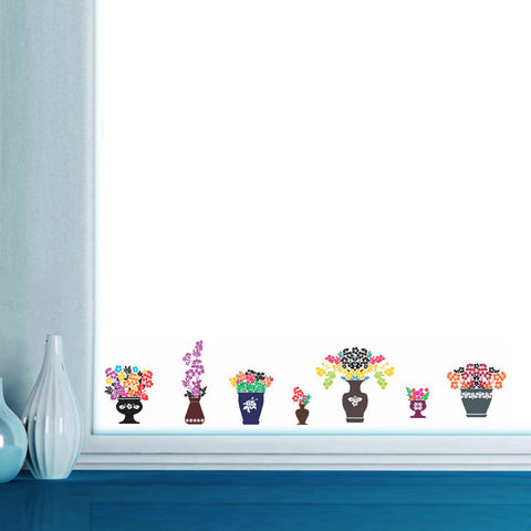 Window Sill Pots with Flowers