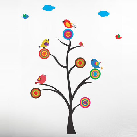 Cute Cartoon Tree and Birds