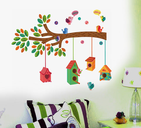 Nursery Colourful Bird House on a Branch