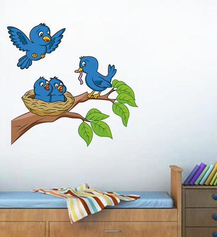 Adorable Blue Birds Feeding Baby Room