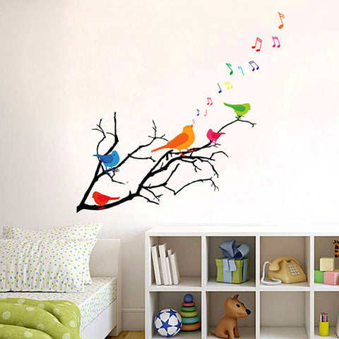 Colorful Birds with Musical Notes