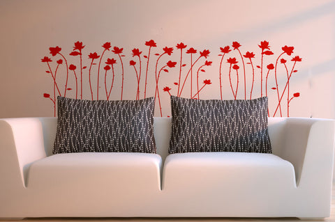 Sofa Background Red Flowers