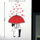 Couple Under Umbrella with Hearts