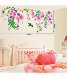 Floral Vine Art Sofa LED TV Backdrop Beautiful Bell Flowers and Humming Birds