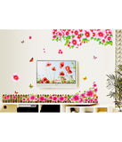 Flowers LCD TV Background LED Border Design Living Room Morning Glory Fence Vinyl