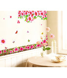 Flowers LCD TV Background LED Border Design Living Room Morning Glory Fence Vinyl