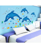 Kids Room Baby Nursery Cartoon Dolphins Star Fish Underwater Creatures Decal