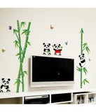 Nursery School Kids Baby Room Cute Little Animals Panda on Bamboo Trees