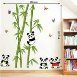 Nursery School Kids Baby Room Cute Little Animals Panda on Bamboo Trees