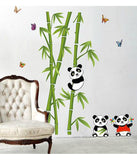 Nursery School Kids Baby Room Cute Little Animals Panda on Bamboo Trees