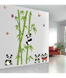 Nursery School Kids Baby Room Cute Little Animals Panda on Bamboo Trees