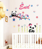 Animals Cute Girl Owl Panda for Baby Kids Cradle Backdrop Flowers and Nursery Butterflies Decals