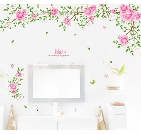 Roses Floral Love Vine Romantic Pink Valentine's Day Design for Bedroom Walls