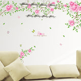 Roses Floral Love Vine Romantic Pink Valentine's Day Design for Bedroom Walls