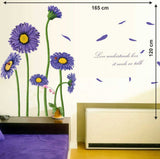 Sunflower Daisy Purple Blowing Leaves with Love Understands Quote Home Decor Vinyl