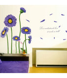 Sunflower Daisy Purple Blowing Leaves with Love Understands Quote Home Decor Vinyl