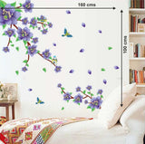 Flowers Branch in Purple with Magpie Birds Large Size Sofa Bedroom Background Walls