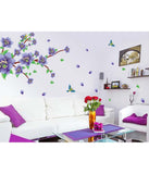 Flowers Branch in Purple with Magpie Birds Large Size Sofa Bedroom Background Walls