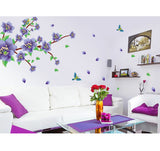 Flowers Branch in Purple with Magpie Birds Large Size Sofa Bedroom Background Walls