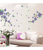 Flowers Branch in Purple with Magpie Birds Large Size Sofa Bedroom Background Walls