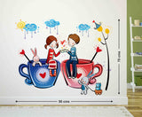 Bedroom Romantic Cartoon Couple on Coffee Cups