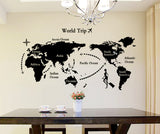 World Map in Black Colour Home Office Living Room Decoration Self-adhesive Vinyl