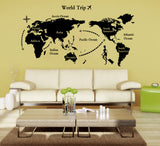 World Map in Black Colour Home Office Living Room Decoration Self-adhesive Vinyl