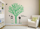 Living Room Art Large Size Green Maple Tree with Quote Vinyl