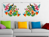 Peacock Birds on Colourful Branch Leaves Wall Design Sofa Background Vinyl