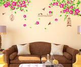 Sofa Background Branches and Green Leaves with Cages Birds and Love Quote Vinyl