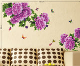 Flowers Purple Antique Peony Sofa Backdrop Living Room Art Vinyl