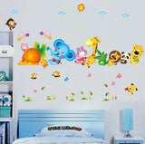 Kids Room Happy Cute Elephant Monkey Cartoon Animals for Baby Room Nursery Design Jungle Theme Vinyl