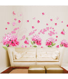 Flowers Pink Blossoms for Living Room Art and Butterflies Vinyl